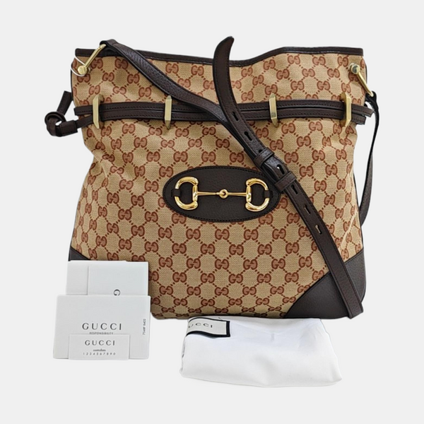 Authenticated pre-owned  Horsebit Chain Monogram Canvas Brown - Shoulder Bag at Looply