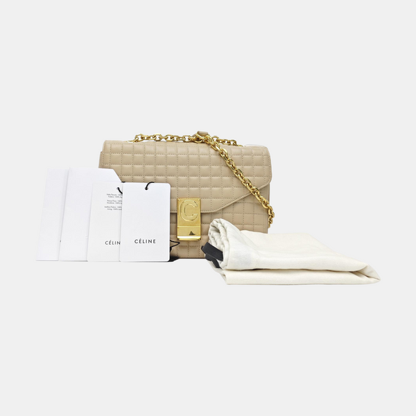 C Medium Quilted Calfskin Beige