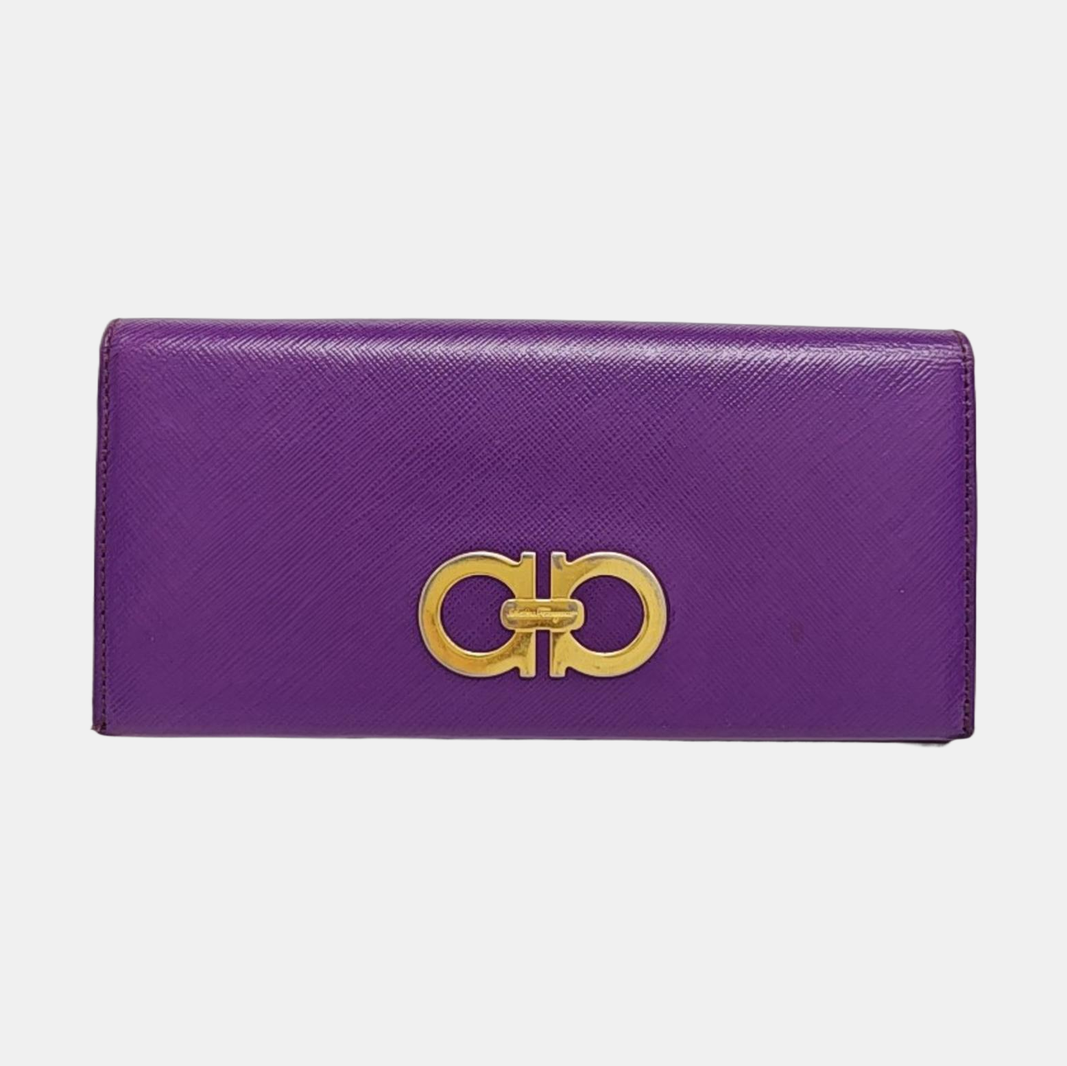 Gancini Calfskin Purple Wallet