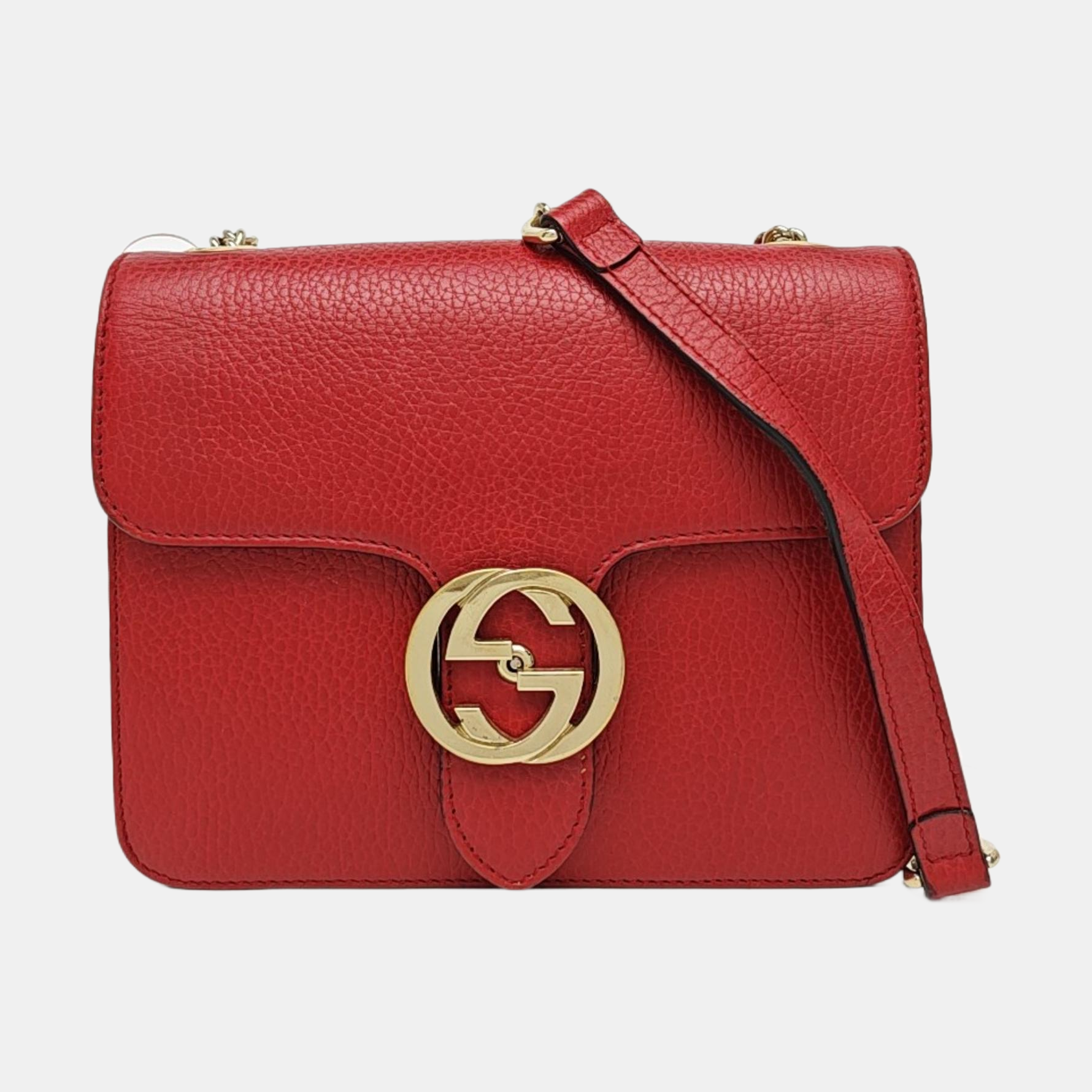 Interlocking G Small Calfskin Red