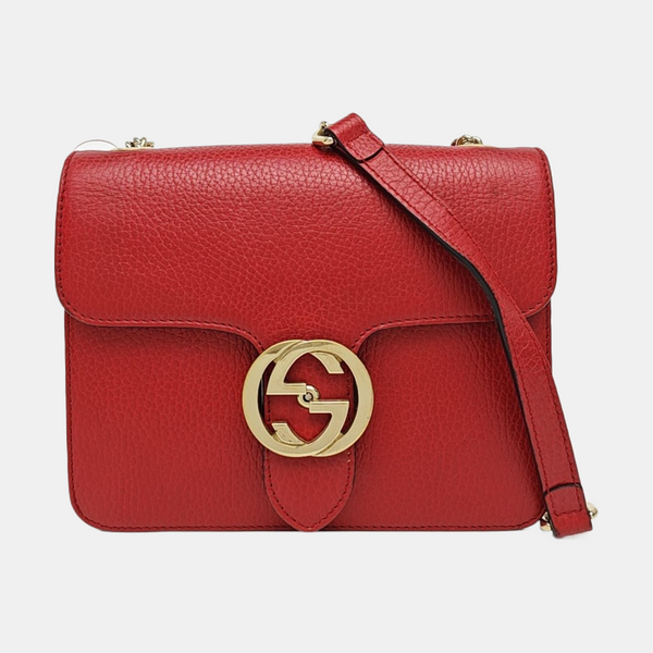 Interlocking G Small Calfskin Red