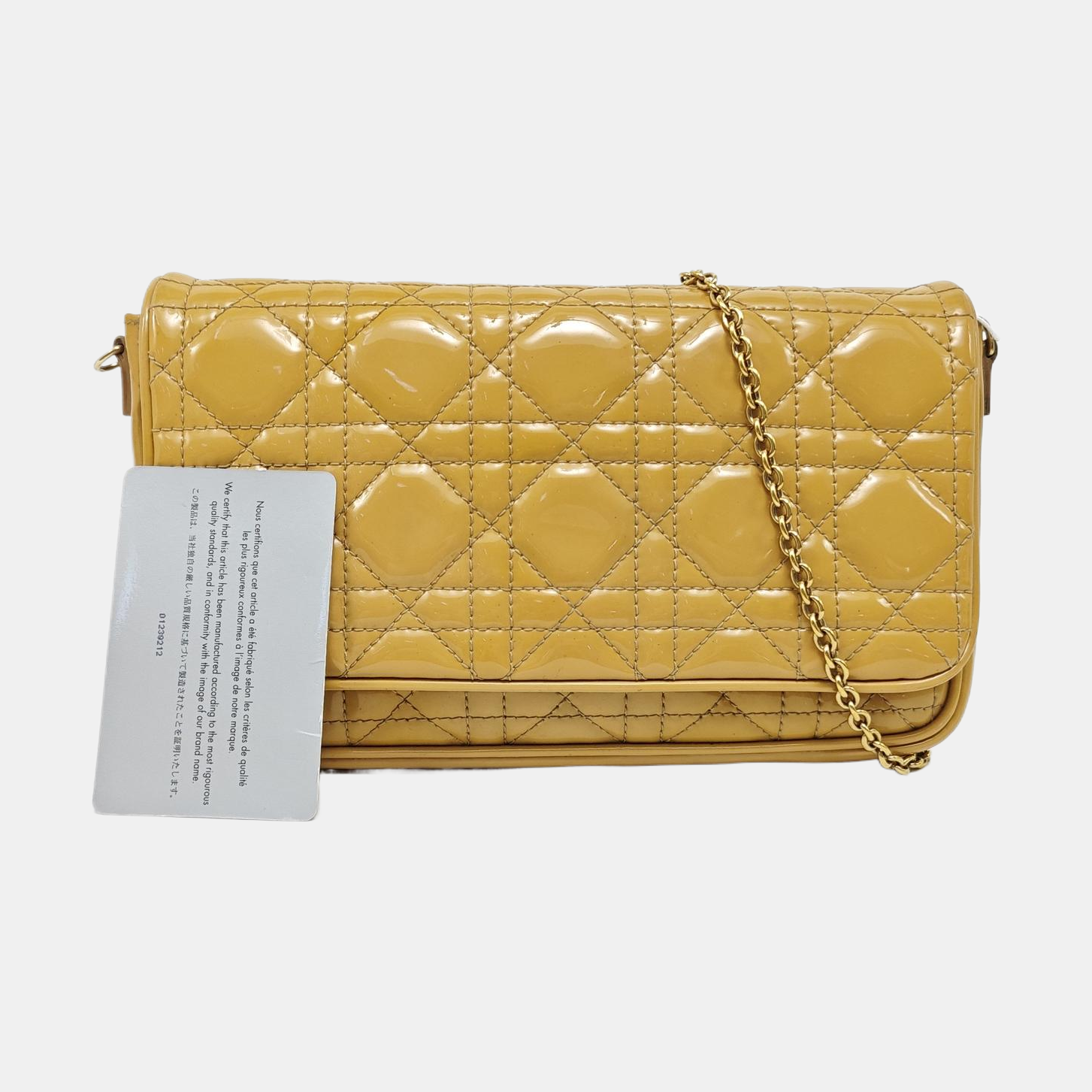 Lady Dior Piel Acolchada Charol Amarillo
