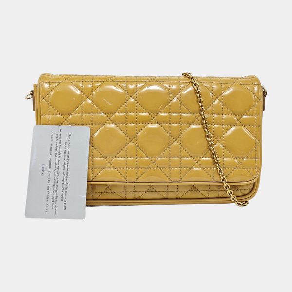 Lady Dior Piel Acolchada Charol Amarillo