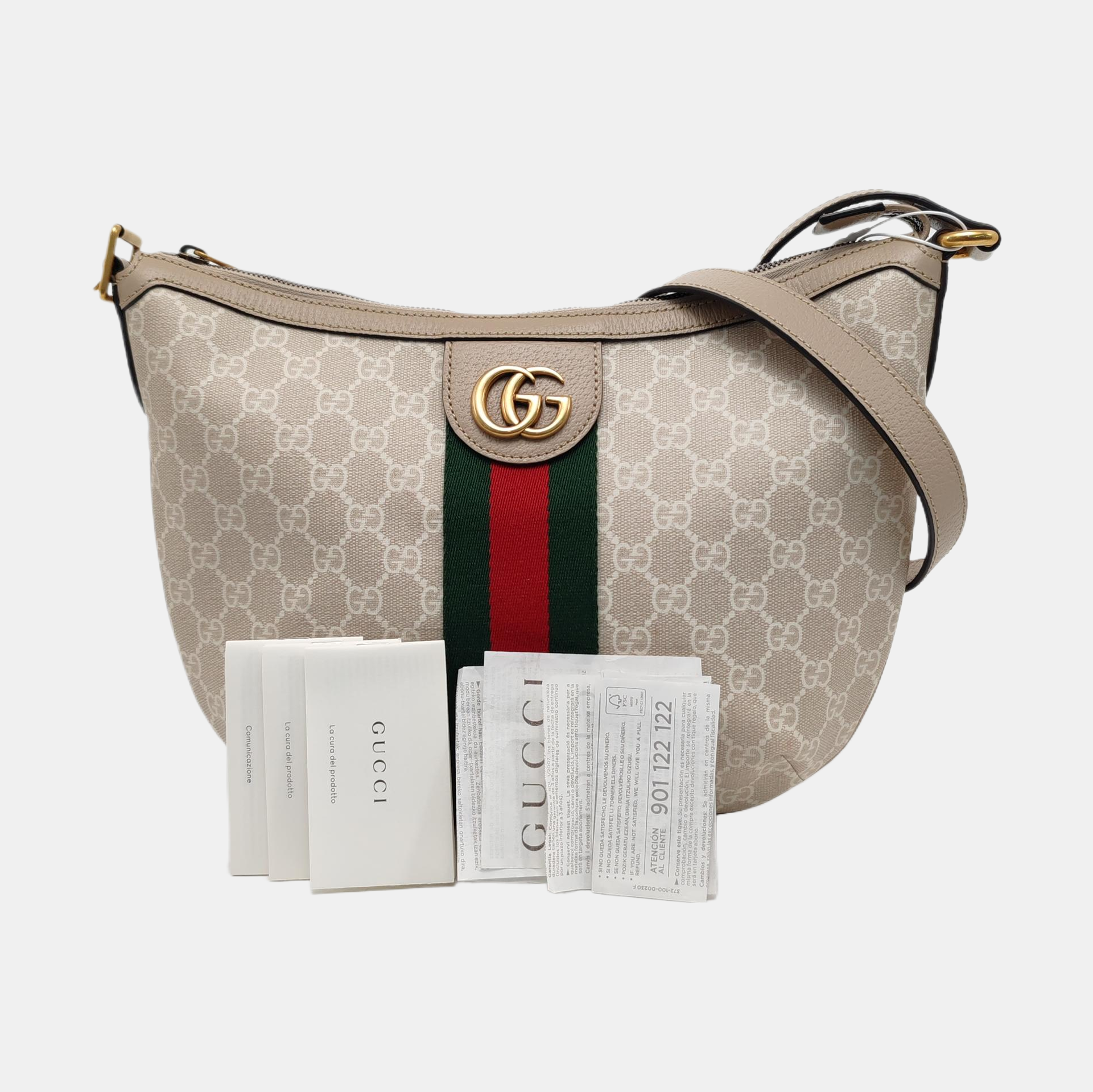 Ophidia Small Monogram Coated Canvas Beige