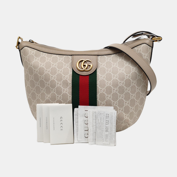 Ophidia Small Monogram Coated Canvas Beige