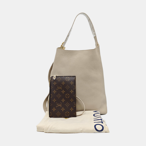 LOW KEY HOBO MM Monogram Calfskin Beige