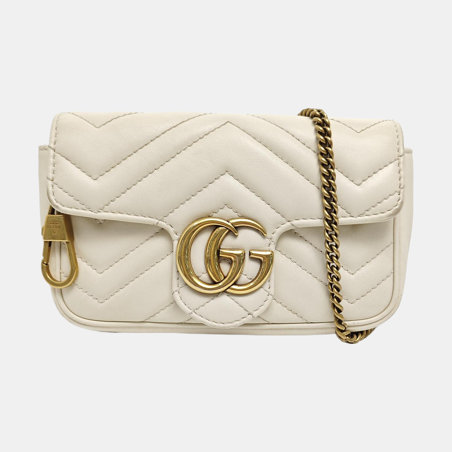 GG Marmont Mini Quilted Calfskin White