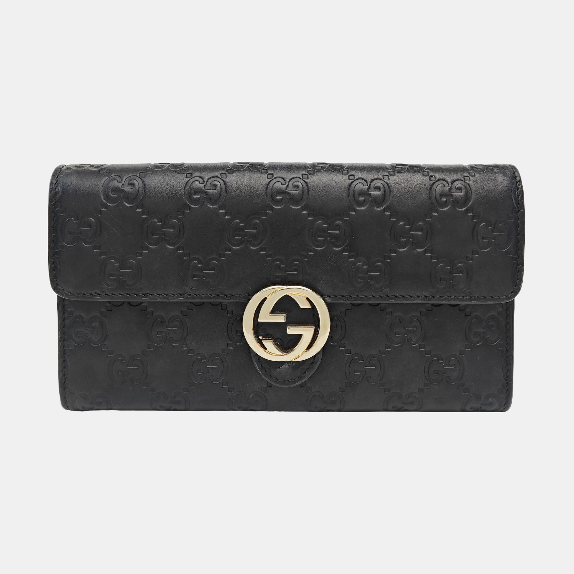 Interlocking G Small Monogram Calfskin Black Wallet