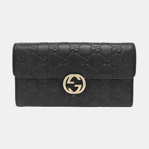 Interlocking G Small Monogram Calfskin Black Wallet