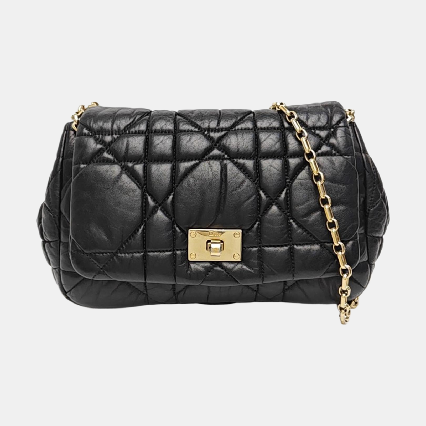 Cannage Lambskin Shoulder Bag Black