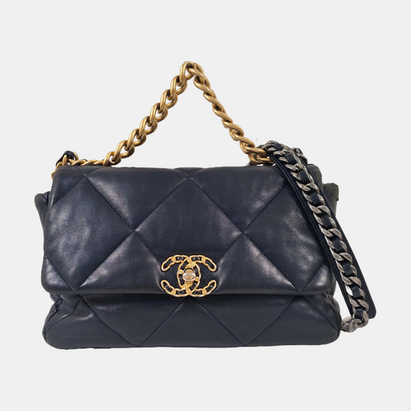CHANEL 19 Large Quilted Lambskin Blue