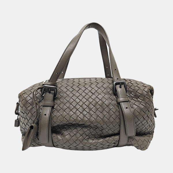 Lambskin Top Handle Bag Gray