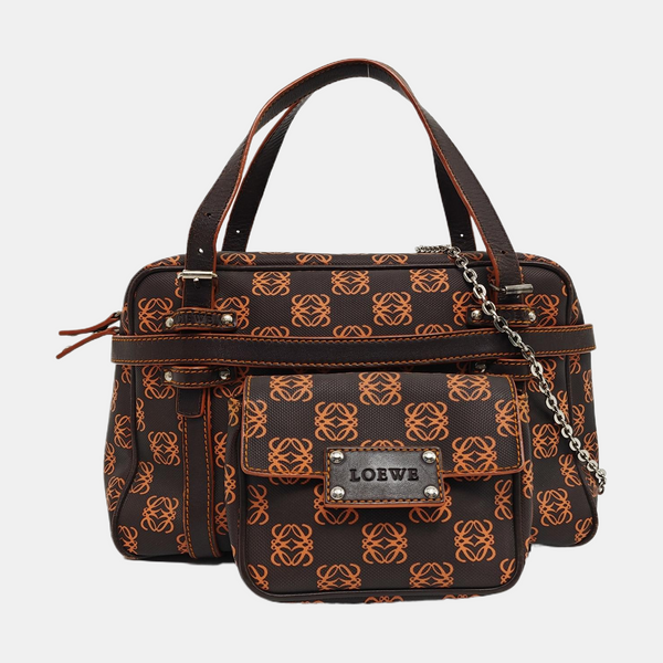 Monogram Coated Canvas Top Handle Bag Brown