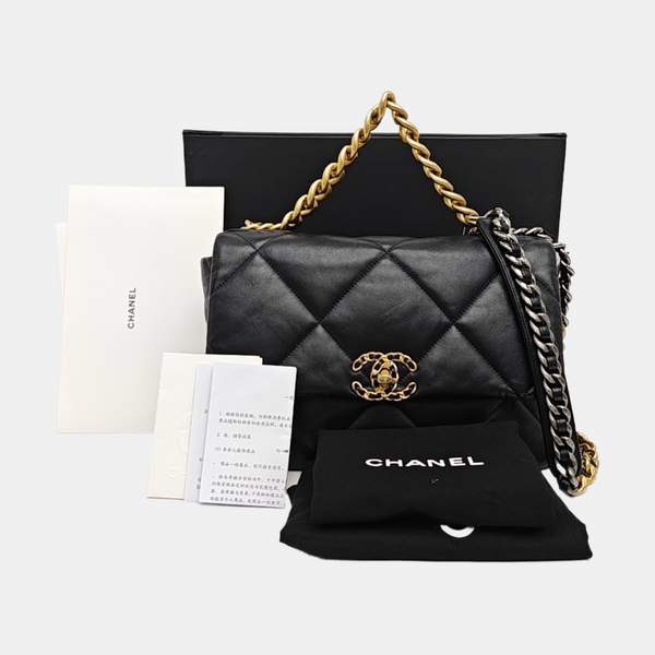 CHANEL 19 Large Quilted Lambskin Black