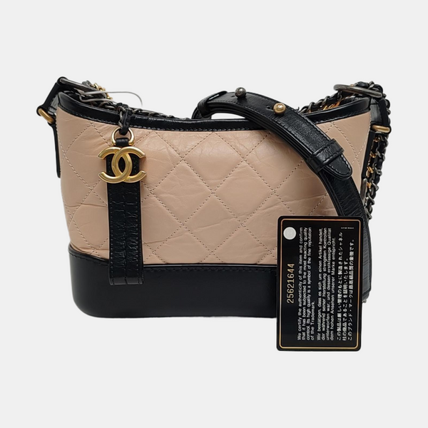 Authenticated pre-owned  GABRIELLE Small Quilted Calfskin Beige - Shoulder Bag at Looply
