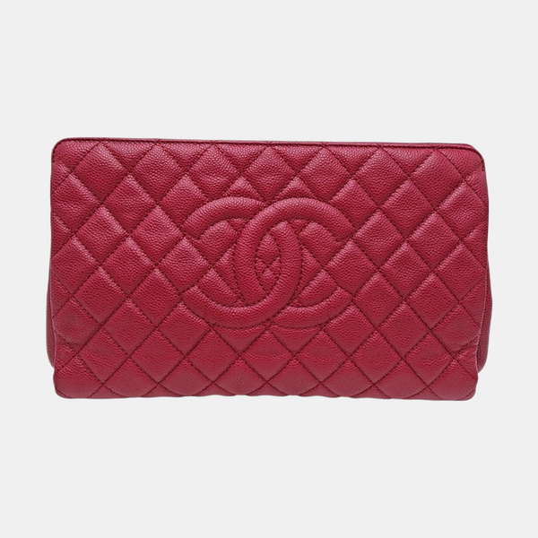 Quilted Leather Clutch Red