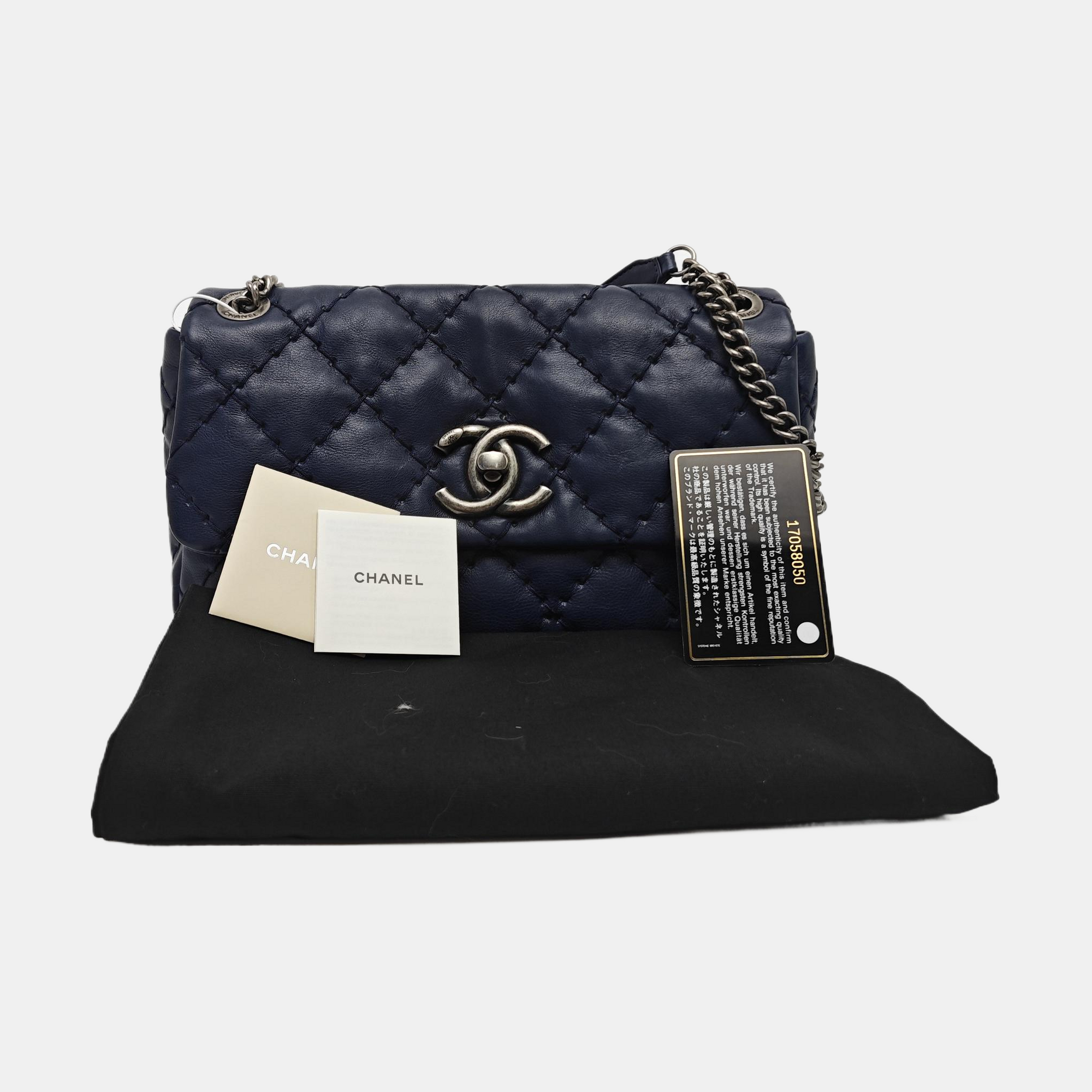 Quilted Calfskin Shoulder Bag Blue