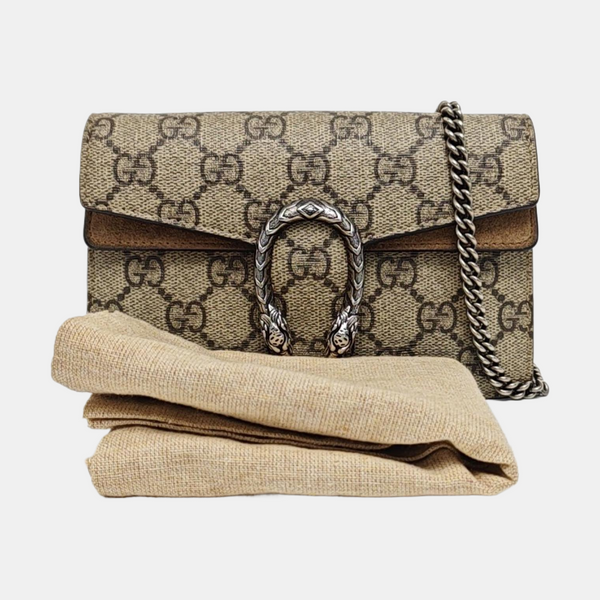 Dionysus Super Mini Monogram Coated Canvas Beige