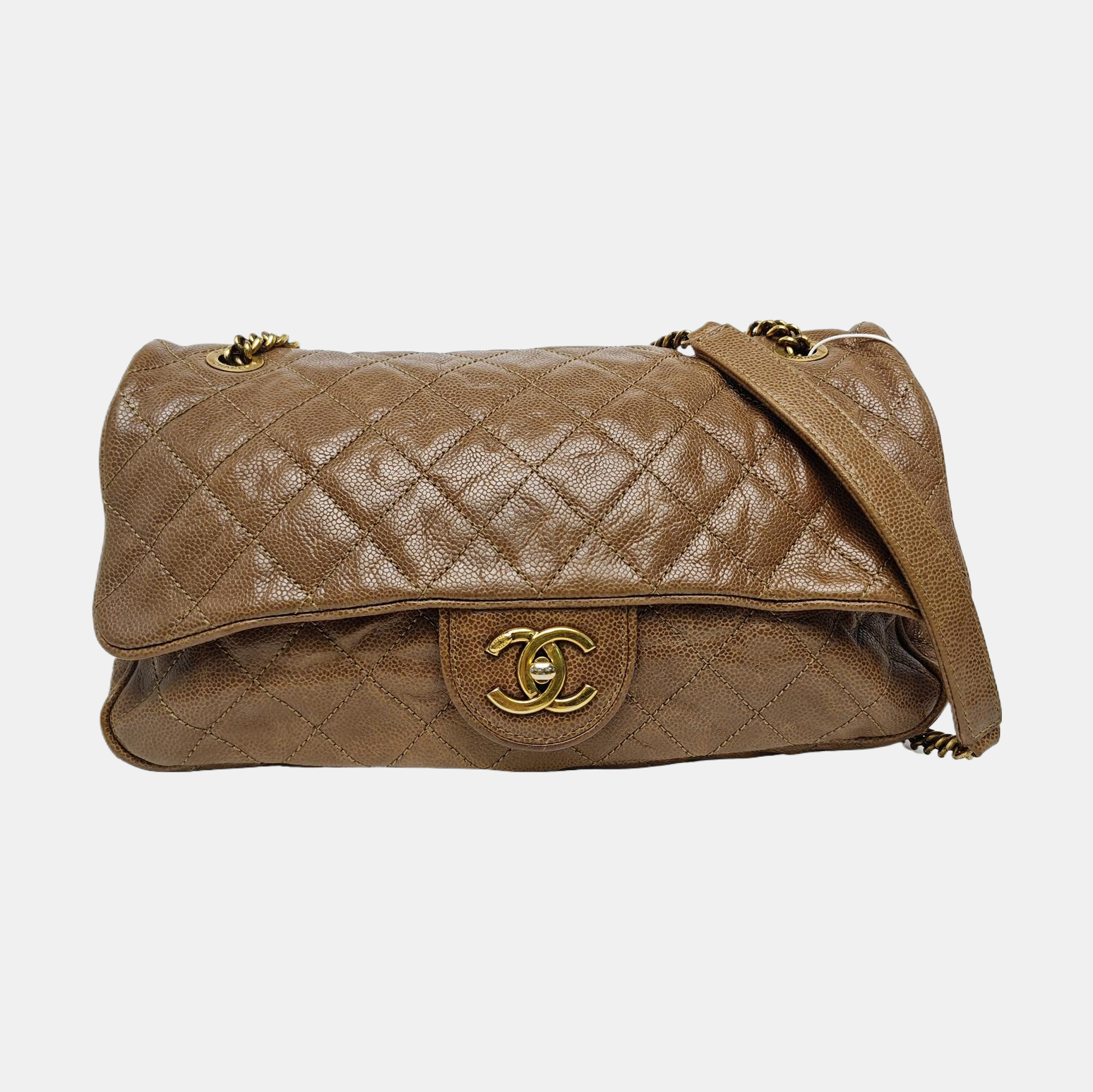 Quilted Calfskin Shoulder Bag Brown