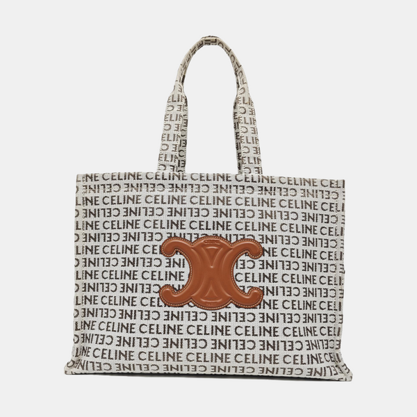 Fabric Top Handle Bag Large Beige