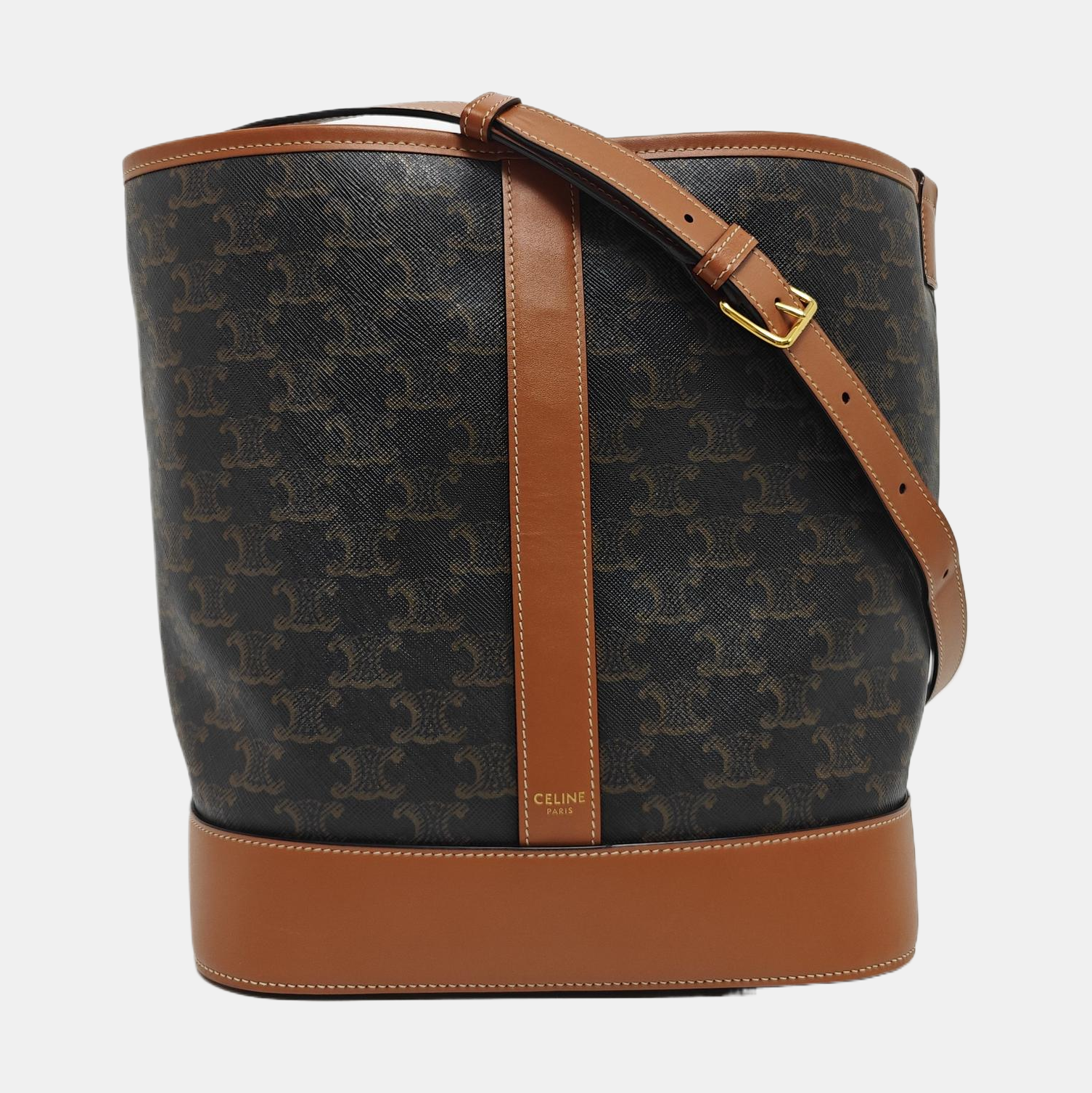 Authenticated pre-owned  TRIOMPHE CANVAS Medium Coated Canvas Yellow - Bucket Bag at Looply
