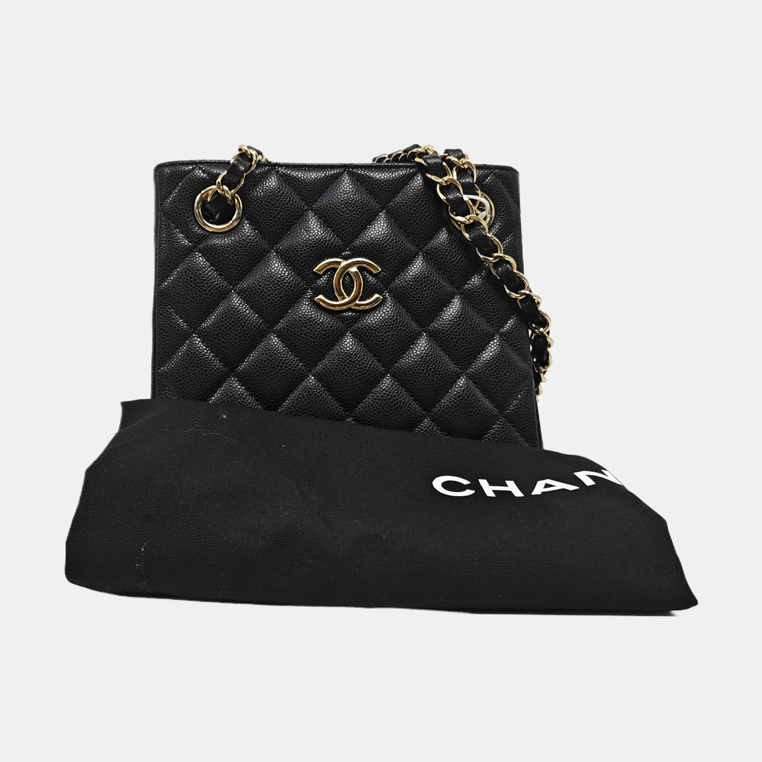 23P TOTE Quilted Grained Calfskin Black