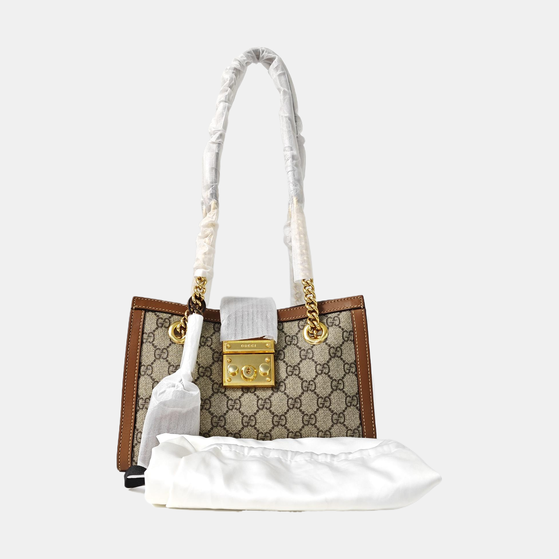 Padlock Small Monogram Coated Canvas Beige