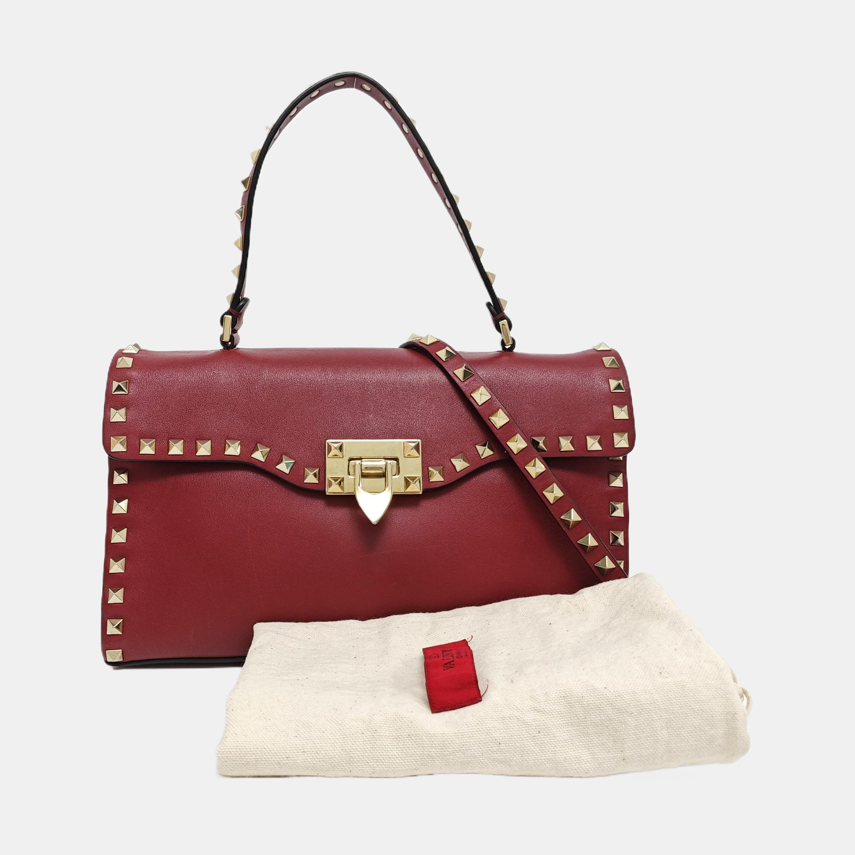 Rockstud Calfskin Red