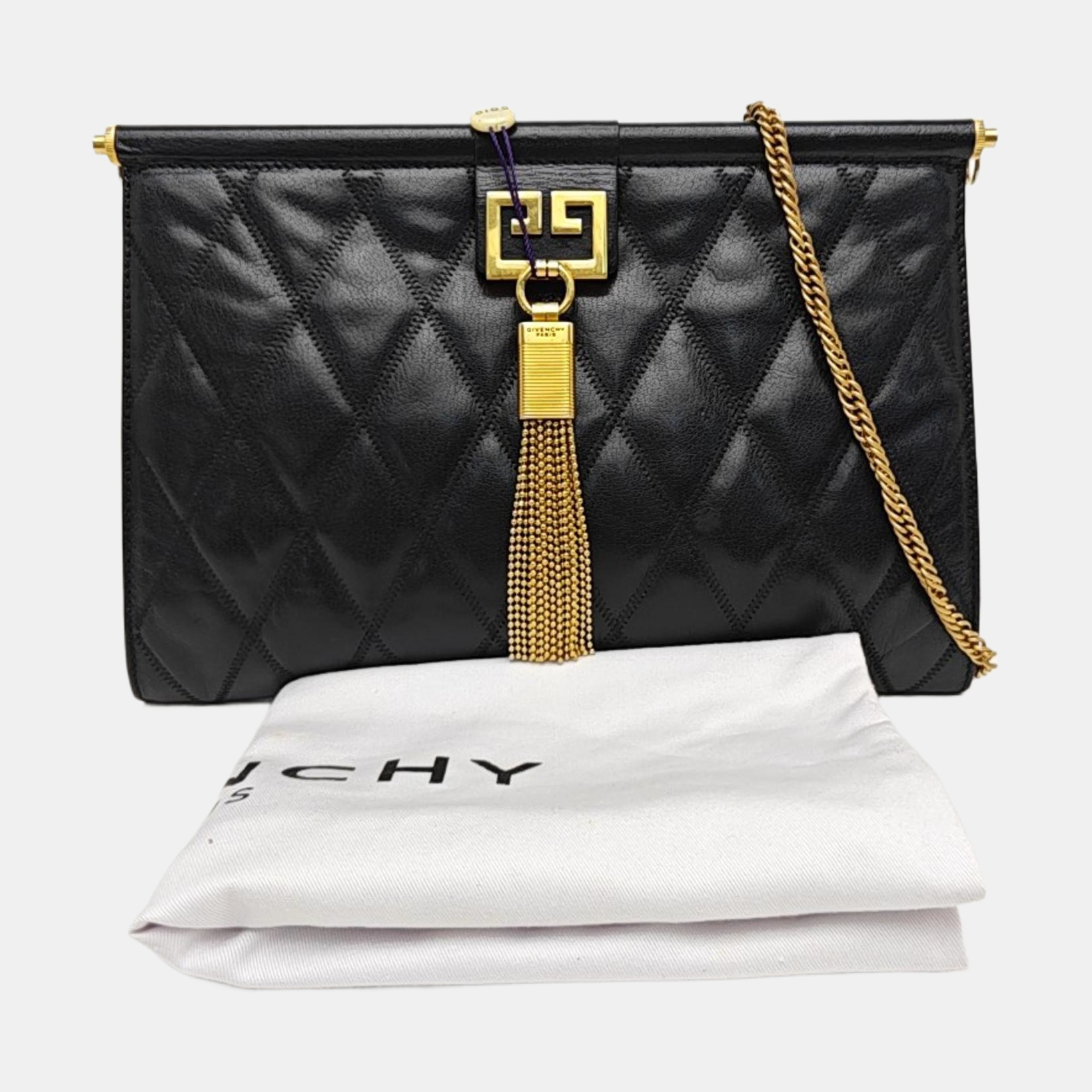 Quilted Lambskin Shoulder Bag Medium Black