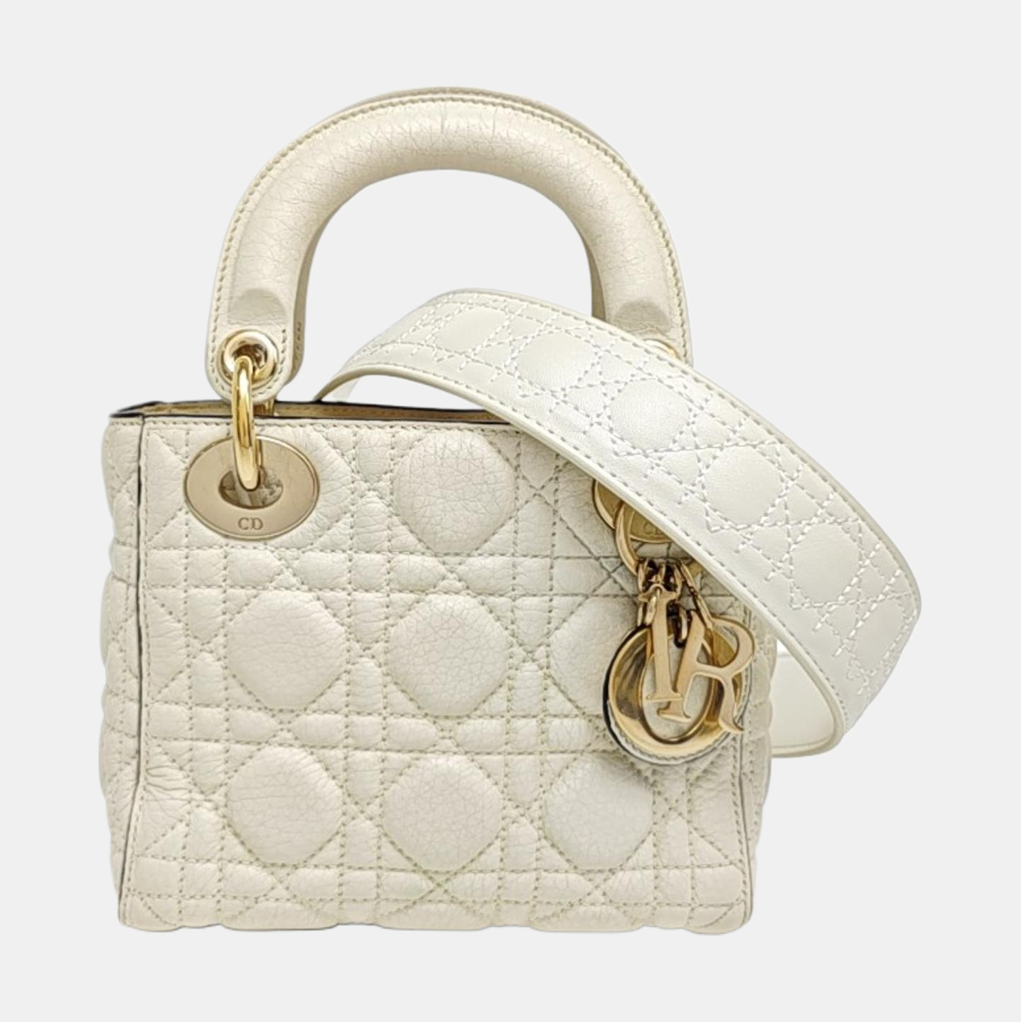 Lady Dior Mini Cannage Calfskin White