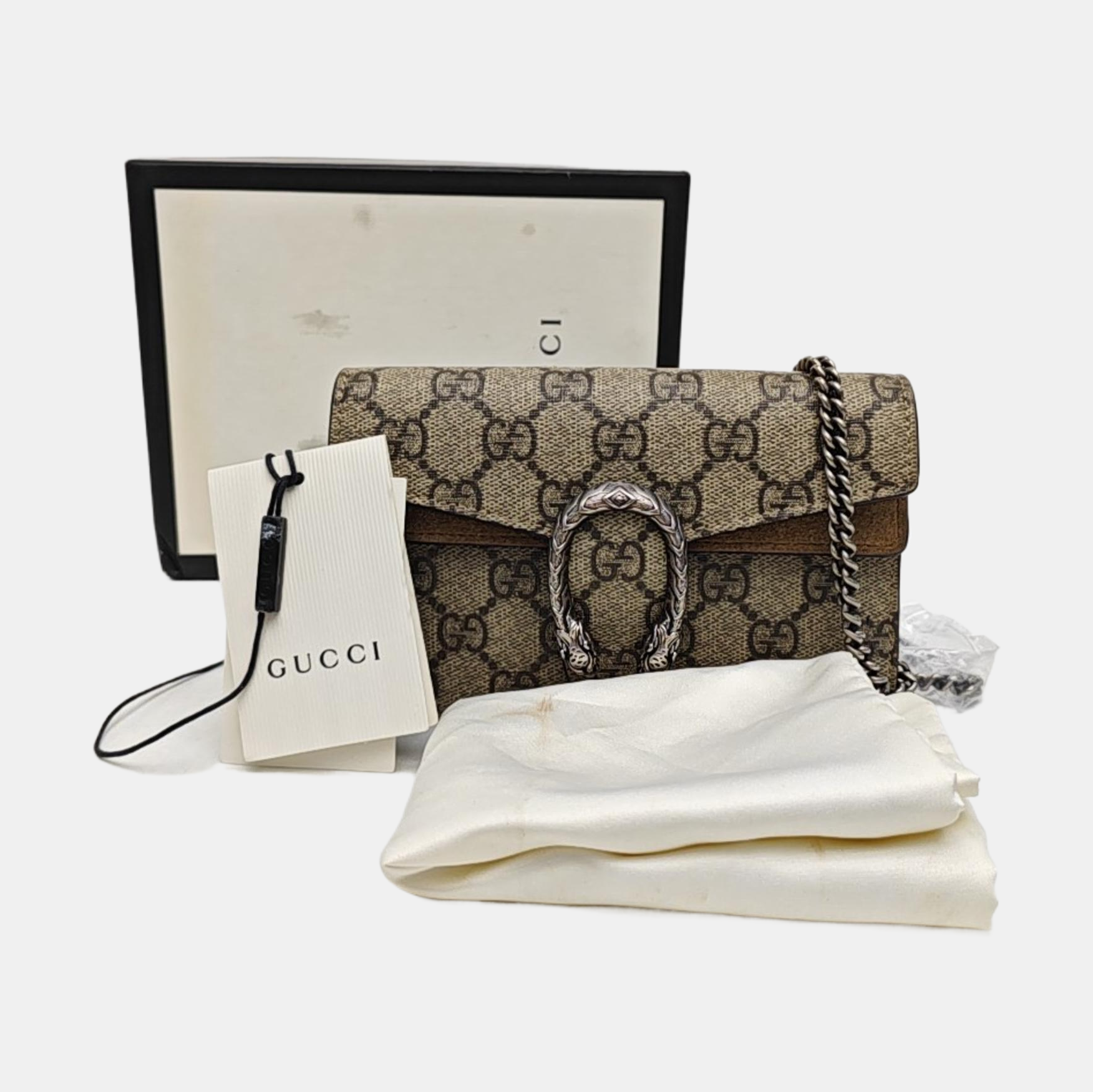 Dionysus Super Mini Monogram Coated Canvas Beige