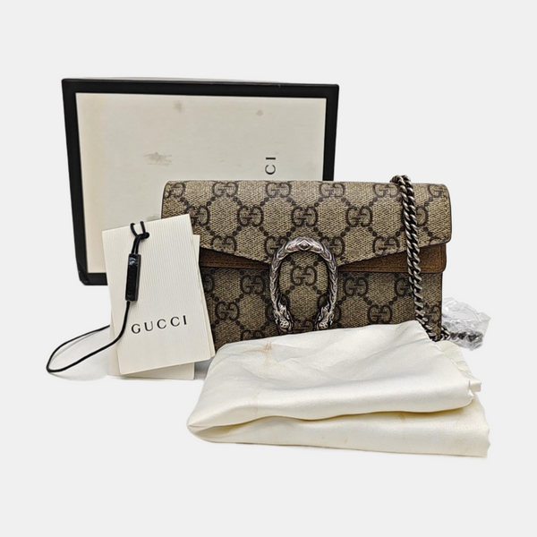 Dionysus Super Mini Monogram Coated Canvas Beige