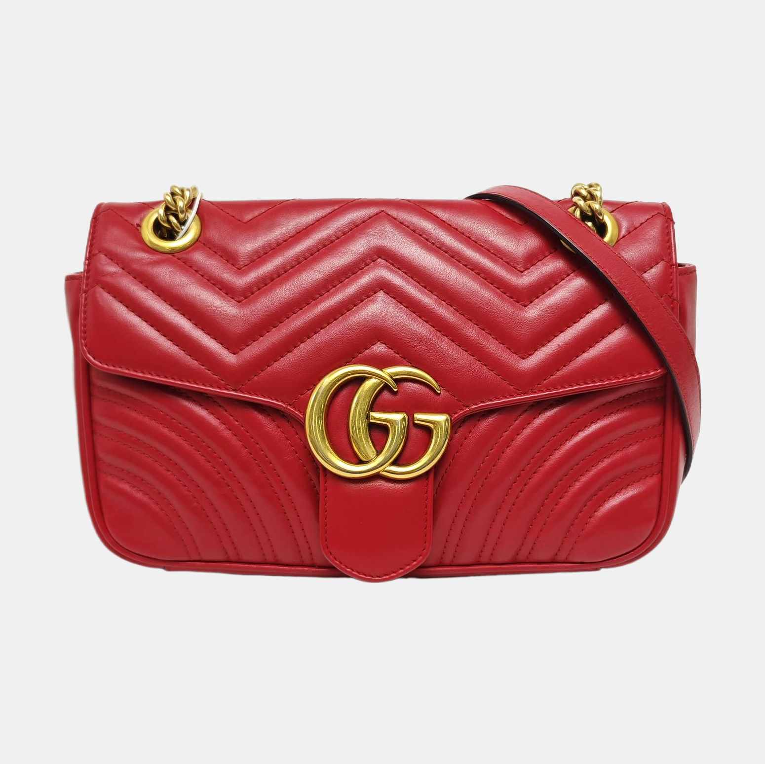 GG Marmont Medium Quilted Calfskin Red