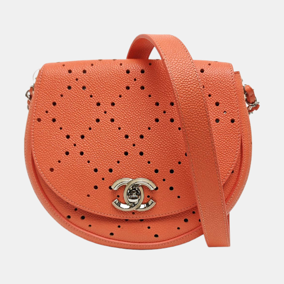 SADDLE Quilted Grained Calfskin Orange