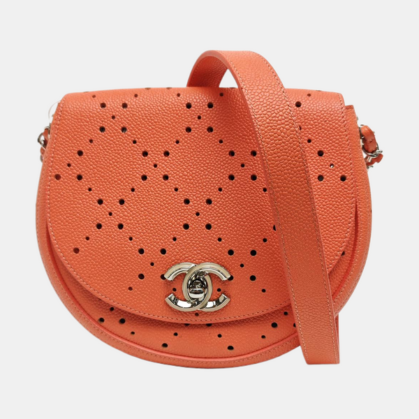 SADDLE Quilted Grained Calfskin Orange