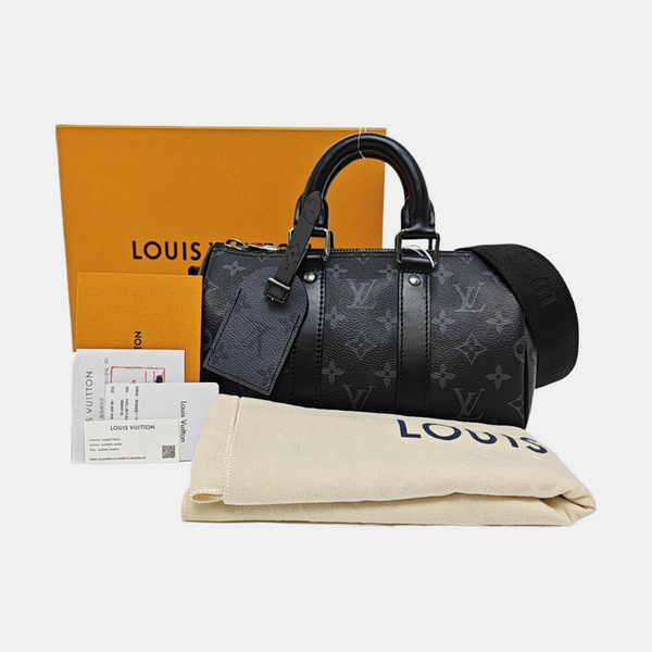 KEEPALL 25 Monogram Coated Canvas Black