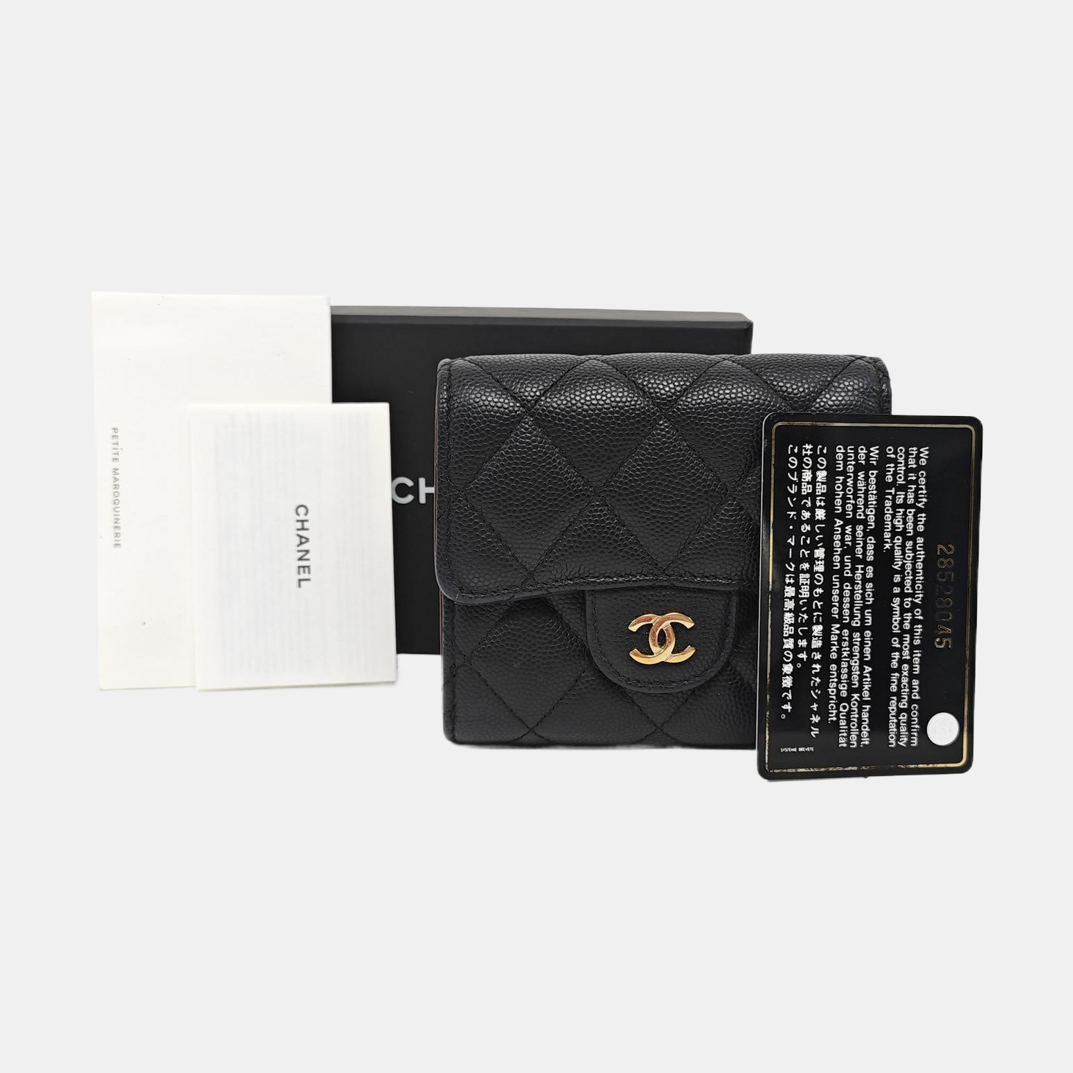 Quilted Grained Calfskin Wallet Black