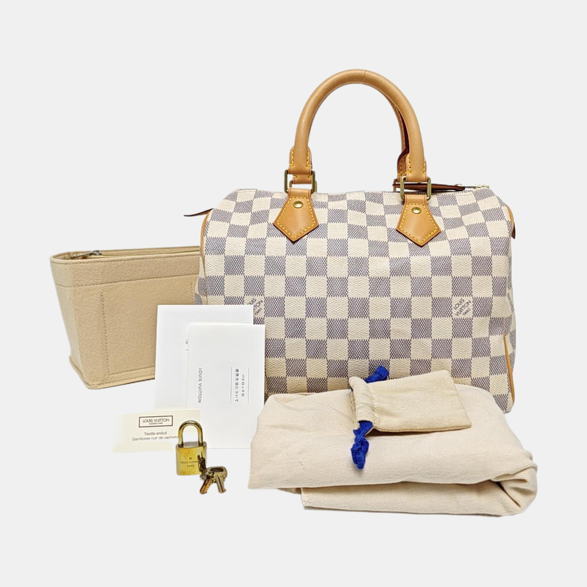 SPEEDY 25 Damier Azur Coated Canvas White