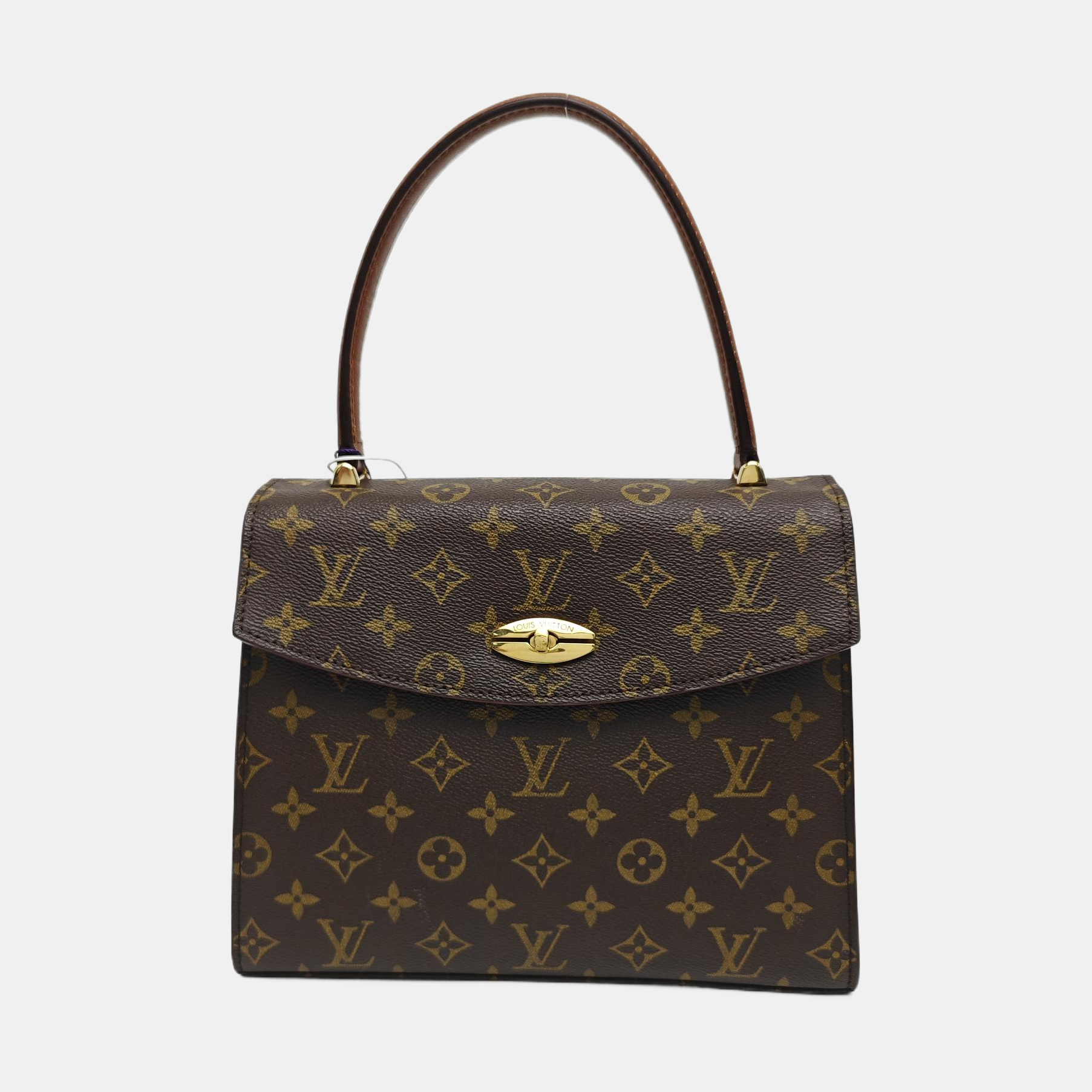 Coated Canvas Top Handle Bag Brown