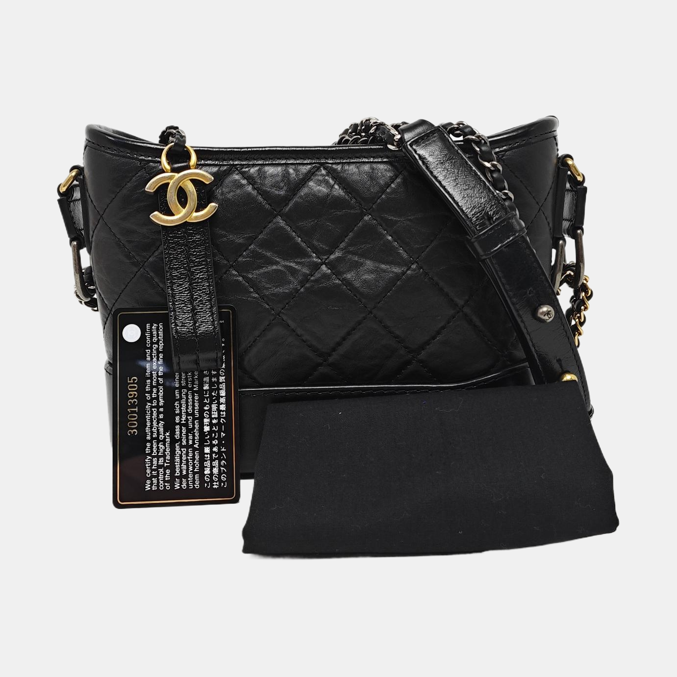 GABRIELLE Small Quilted Vintage Calf Black