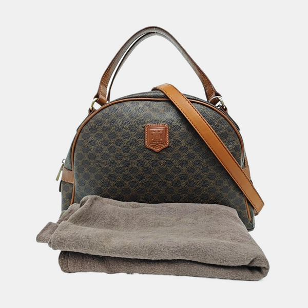Coated Canvas Top Handle Bag Brown