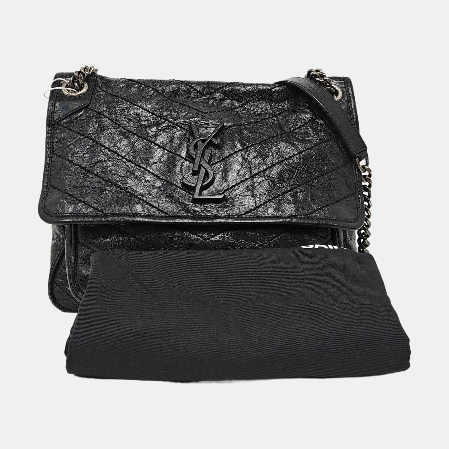 NIKI Medium Chevron Calfskin Black