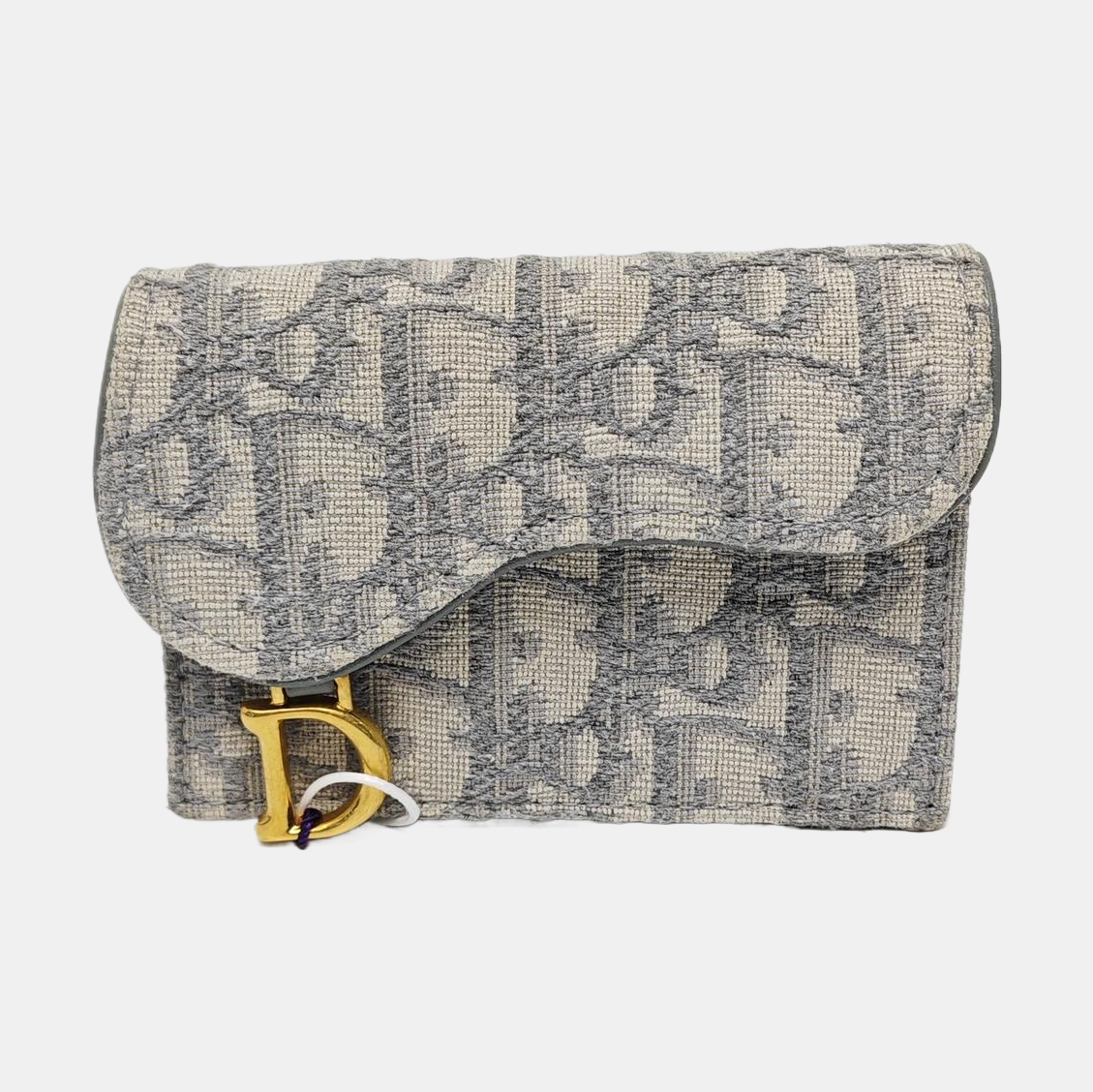Authenticated pre-owned  Saddle Oblique Fabric Gray Card Holder - Card Holder at Looply