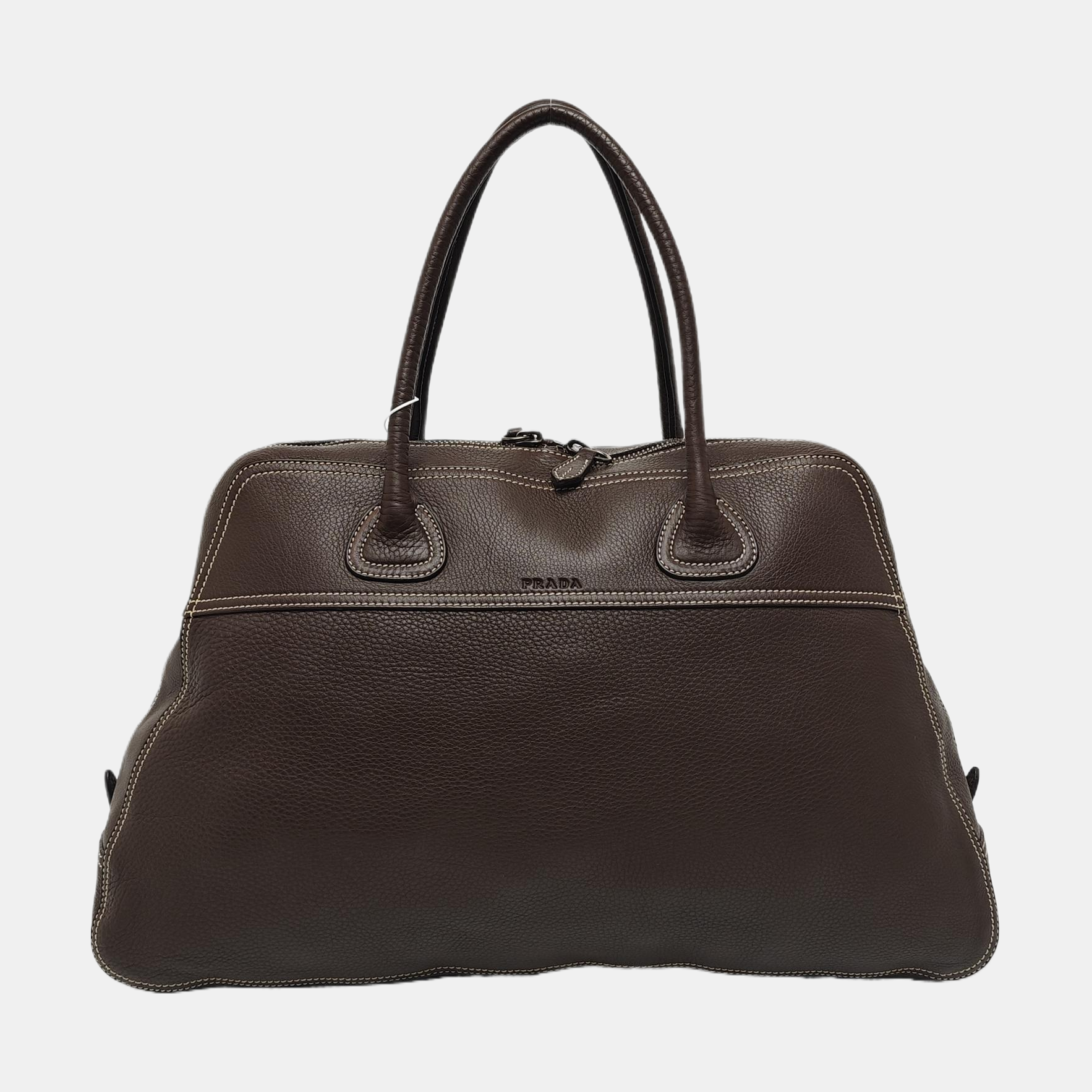 Calfskin Top Handle Bag Brown