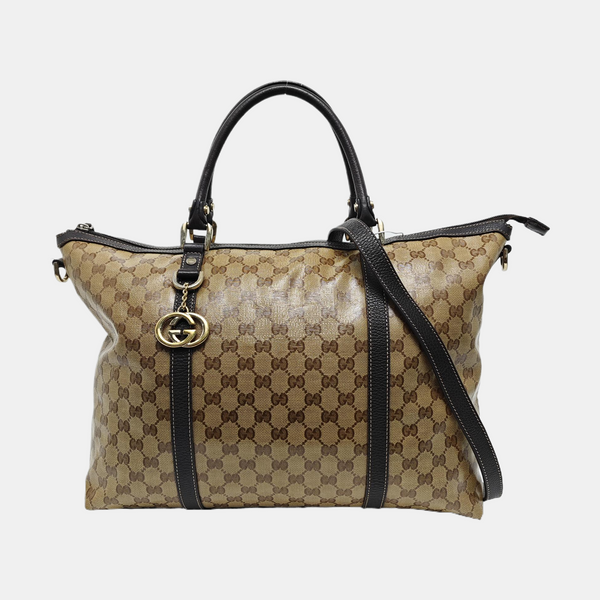 Monogram Coated Canvas Tote Bag Beige