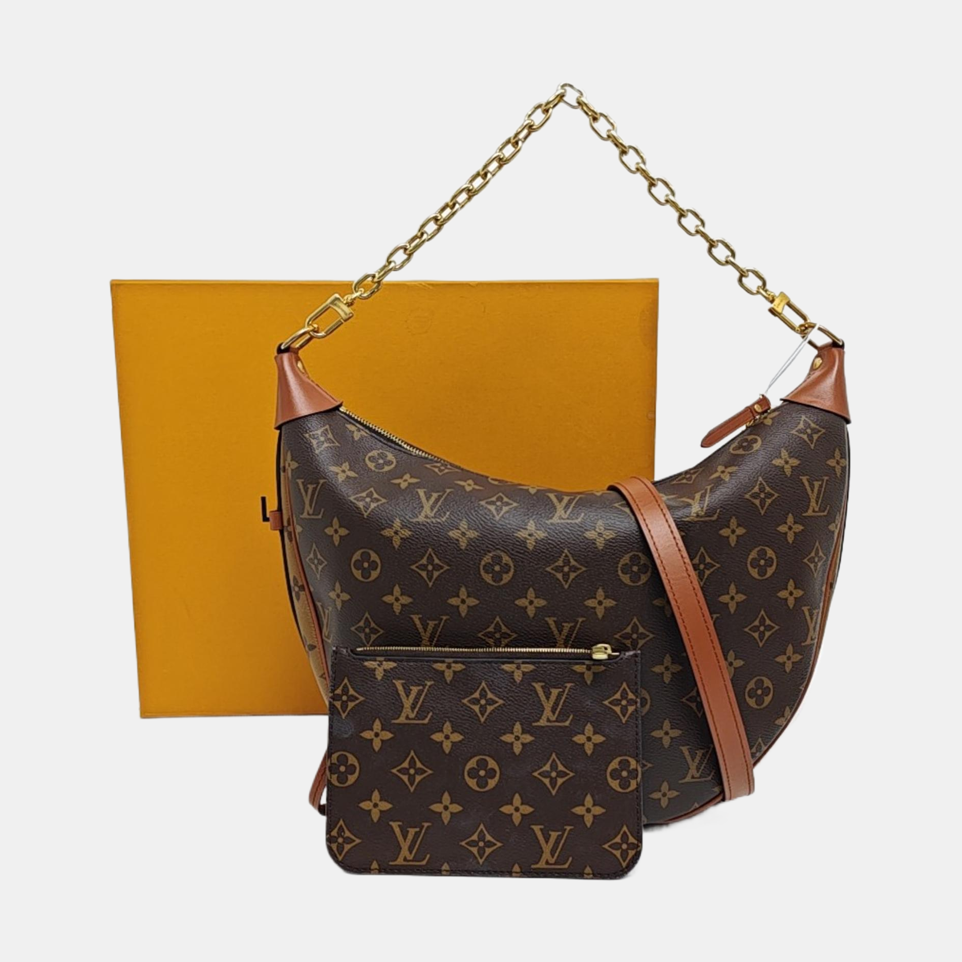 LOOP HOBO Monogram Coated Canvas Brown