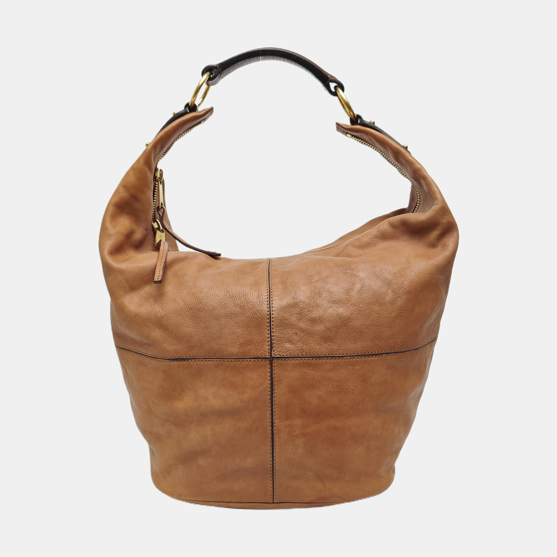 Calfskin Top Handle Bag Brown