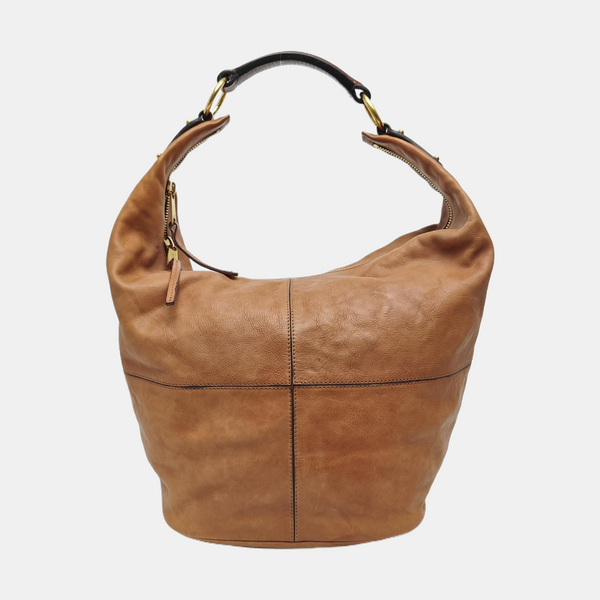 Calfskin Top Handle Bag Brown