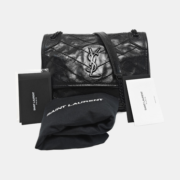 NIKI Small Chevron Calfskin Black