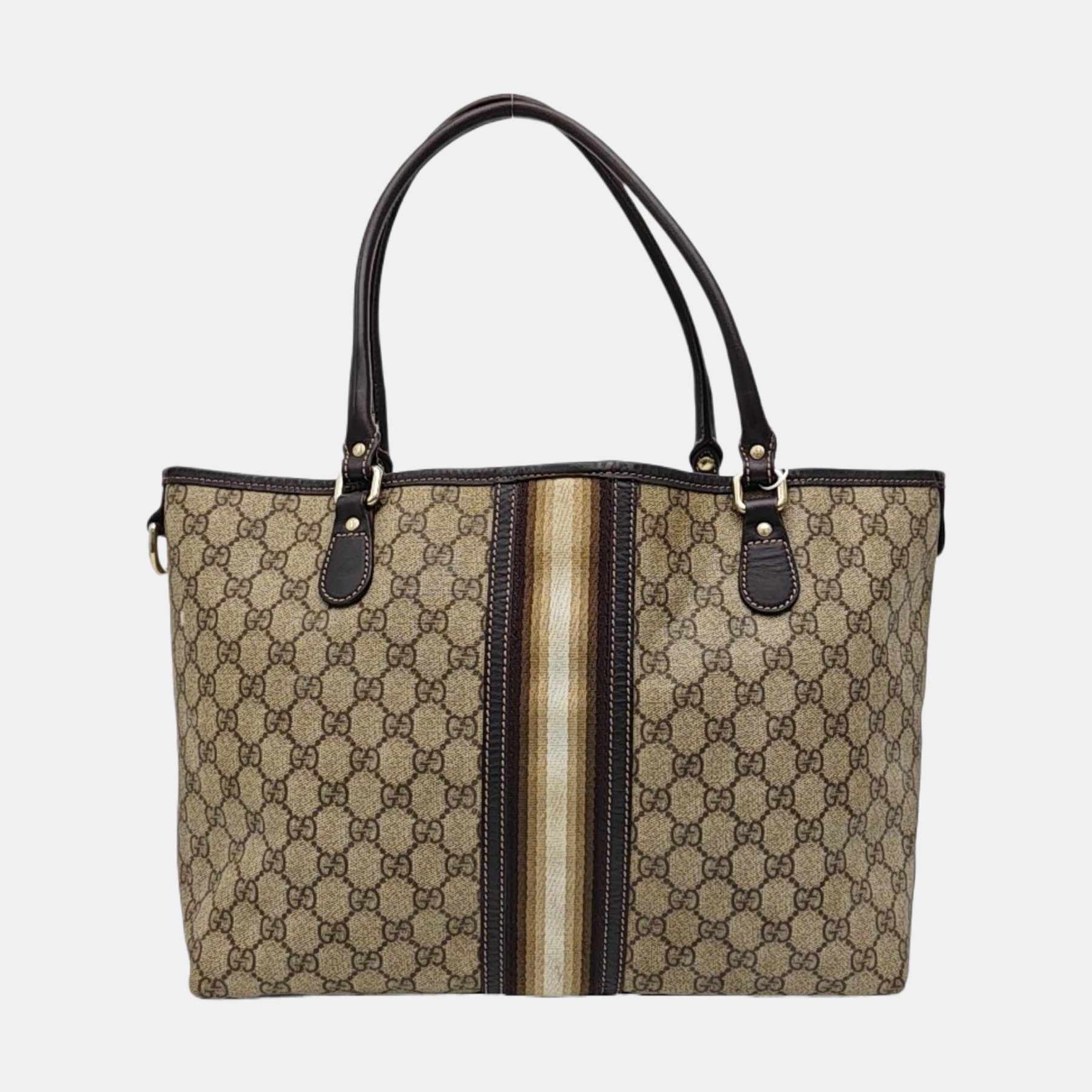 Monogram Coated Canvas Tote Bag Beige